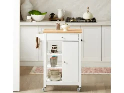 SoBuy Servierwagen Küchenwagen mit 3 Regalböden Rollwagen Weiß FKW46-WN