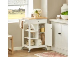 SoBuy Servierwagen Küchenwagen mit 3 Regalböden Rollwagen Weiß FKW46-WN
