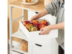 SoBuy Servierwagen Küchenwagen mit 2 Ablagen und 1 Tablett Küchenregal 67x84x37cm Weiß FKW79-W