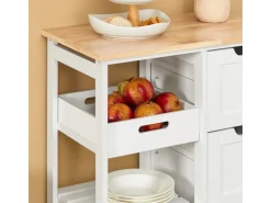 SoBuy Servierwagen Küchenwagen mit 2 Ablagen und 1 Tablett Küchenregal 67x84x37cm Weiß FKW79-W