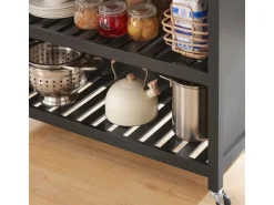 SoBuy Servierwagen mit 2 Ablagen Küchenwagen Küchenregal 98x94x58cm Schwarz FKW74-SCH
