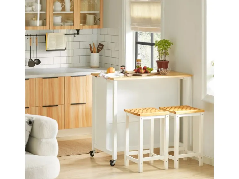 SoBuy Servierwagen mit 2 Ablagen Küchenwagen Küchenregal 98x94x58cm Weiß FKW74-WN