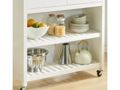 SoBuy Servierwagen mit 2 Ablagen Küchenwagen Küchenregal 98x94x58cm Weiß FKW74-WN