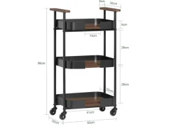 SoBuy Servierwagen mit 3 Etagen Teewagen Küchenwagen 50x86x32cm SVW23-SCH