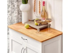 SoBuy Servierwagen mit Flaschenablagen Küchenwagen Rollwagen Weiß FKW45-WN