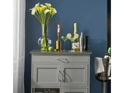 SoBuy Servierwagen mit Flaschenablagen Küchenwagen Rollwagen Hellgrau FKW45-HG