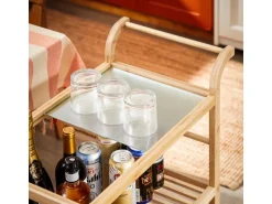 SoBuy Servierwagen mit Rollen Küchenwagen Küchenregal Natur 65x80x35cm SVW24-N