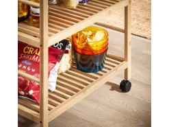 SoBuy Servierwagen mit Rollen Küchenwagen Küchenregal Natur 65x80x35cm SVW24-N