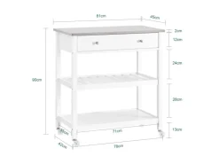 SoBuy Servierwagen mit Schublade und 2 Ablagen Rollwagen Küchenwagen FKW47-II-W