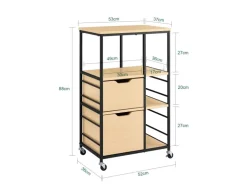SoBuy Servierwagen Rollwagen mit Schubladen Küchenwagen mit 3 Ablagen 53x88x37cm FKW111-N