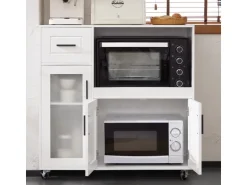 SoBuy Sideboard auf Rollen Küchenwagen Mikrowellenschrank Rollwagen FSB78-W