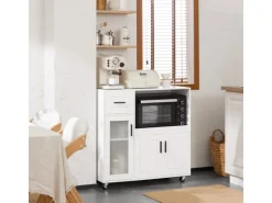 SoBuy Sideboard auf Rollen Küchenwagen Mikrowellenschrank Rollwagen FSB78-W