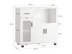 SoBuy Sideboard auf Rollen Küchenwagen Mikrowellenschrank Rollwagen FSB78-W