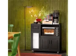 SoBuy Sideboard auf Rollen Küchenwagen Mikrowellenschrank Rollwagen FSB78-SCH