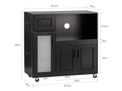 SoBuy Sideboard auf Rollen Küchenwagen Mikrowellenschrank Rollwagen FSB78-SCH