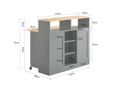 SoBuy Sideboard Kücheninsel mit Arbeitsfläche Küchenschrank Kommode FSB36-HG
