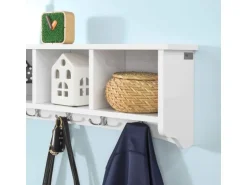 SoBuy Wandgarderobe mit 5 Haken Holzwerkstoff Weiß FRG48-L-W