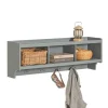 SoBuy Wandgarderobe mit 3 Körben und 4 Haken MDF Grau FHK28-HG