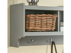 SoBuy Wandgarderobe mit 3 Körben und 4 Haken MDF Grau FHK28-HG