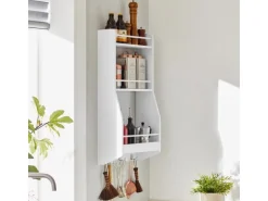 SoBuy Wandregal Gewürzregal Küchenregal mit 3 Ablagen Badregal Weiß KCR12-W