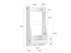 SoBuy Wandregal Gewürzregal Küchenregal mit 3 Ablagen Badregal Weiß KCR12-W