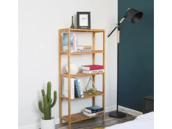 Songmics Badregal 5 Ebenen 60 cm x 26 cm x 130 cm Naturfarben