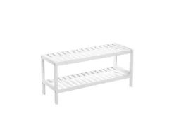 Songmics Schuhregal Bambus 26 cm x 70 cm x 33 cm Weiß