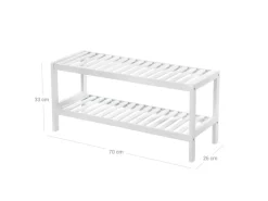 Songmics Schuhregal Bambus 26 cm x 70 cm x 33 cm Weiß