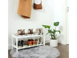 Songmics Schuhregal Bambus 26 cm x 70 cm x 33 cm Weiß