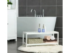 Songmics Schuhregal Bambus 26 cm x 70 cm x 33 cm Weiß