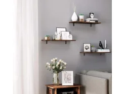 Songmics Schweberegal 60 cm x 20 cm x 7 cm Braun-Schwarz