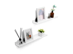 Songmics Schweberegal 2er Set 10 cm x 60 cm Weiß