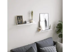 Songmics Schweberegal 2er Set 10 cm x 60 cm Weiß