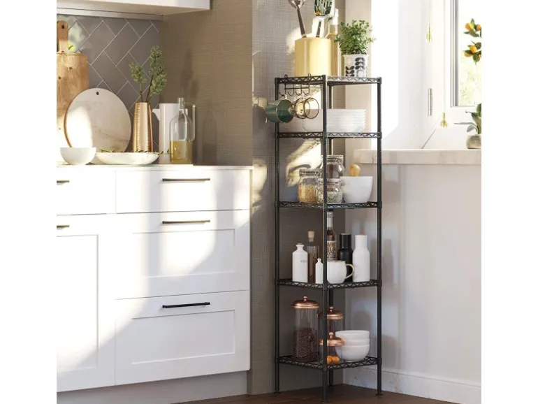 Songmics Standregal 30 cm x 30 cm x 123,5 cm Schwarz-Transparent