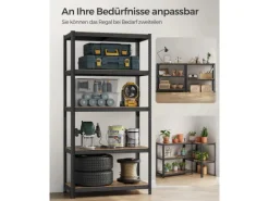 Songmics Standregal 50 cm x 100 cm x 200 cm Braun-Schwarz