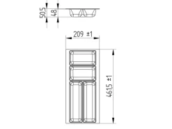 SOTECH ORGA-BOX-2 Besteckeinsatz Tiefe 462 mm Höhe 50,5 mm Für Nobilia Küchen Canvas Struktur Silbergrau Breite 209 mm