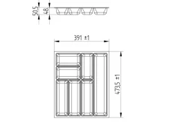 SOTECH ORGA-BOX-3 Besteckeinsätze Tiefe 473 mm Höhe 50,5 mm Silbergrau Schubladeneinsätze Breite 391 mm