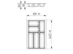 SOTECH ORGA-BOX-2 Besteckeinsatz Tiefe 462 mm Höhe 50,5 mm Für Nobilia Küchen Canvas Struktur Silbergrau Breite 309 mm