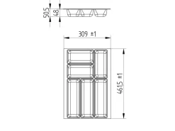 SOTECH ORGA-BOX-2 Besteckeinsatz Tiefe 462 mm Höhe 50,5 mm Für Nobilia Küchen Canvas Struktur Anthrazit Breite 309 mm