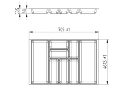SOTECH ORGA-BOX-2 Besteckeinsatz Tiefe 462 mm Höhe 50,5 mm Für Nobilia Küchen Canvas Struktur Silbergrau Breite 709 mm