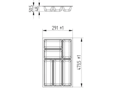 SOTECH ORGA-BOX-3 Besteckeinsätze Tiefe 473 mm Höhe 50,5 mm Silbergrau Schubladeneinsätze Breite 291 mm