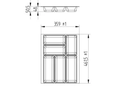 SOTECH ORGA-BOX-2 Besteckeinsatz Tiefe 462 mm Höhe 50,5 mm Für Nobilia Küchen Canvas Struktur Anthrazit Breite 359 mm