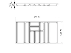 SOTECH ORGA-BOX-3 Besteckeinsätze Tiefe 473 mm Höhe 50,5 mm Silbergrau Schubladeneinsätze Breite 891 mm