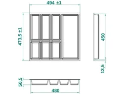 SOTECH ORGA-BOX III Besteckeinsatz 600 mm Höhe 55 mm Für Nobilia Ab 2013 Pronorm und Brigitte Küchen