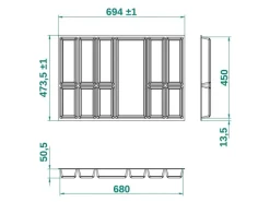 SOTECH ORGA-BOX III Besteckeinsatz 800 mm Höhe 55 mm Für Nobilia Ab 2013 Pronorm und Brigitte Küchen