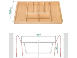 SOTECH ORGA-BOX III Buche Besteckeinsatz 900 mm Höhe 56 mm Für Nobilia Ab 2013 Pronorm und Brigitte Küchen