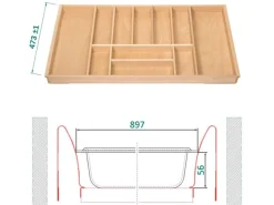 SOTECH ORGA-BOX III Buche Besteckeinsatz 1000 mm Höhe 56 mm Für Nobilia Ab 2013 Pronorm und Brigitte Küchen