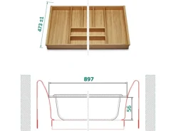 SOTECH ORGA-BOX III Eiche Besteckeinsatz 1000 mm Höhe 56 mm Für Nobilia Ab 2013 Pronorm und Brigitte Küchen