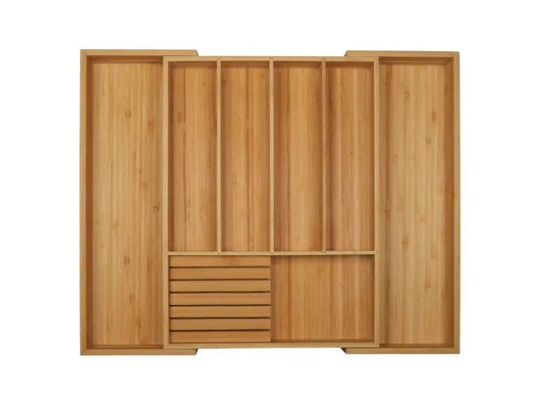 SOTECH ORGA-BOX UNIVERSAL Besteckkasten Bambus Verstellbar Für Schrankbreite 500 - 600 mm bis 7 Fächer inkl. Messerblock