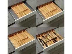 SOTECH ORGA-BOX UNIVERSAL Besteckkasten Bambus Verstellbar Für Schrankbreite 500 - 600 mm bis 7 Fächer inkl. Messerblock